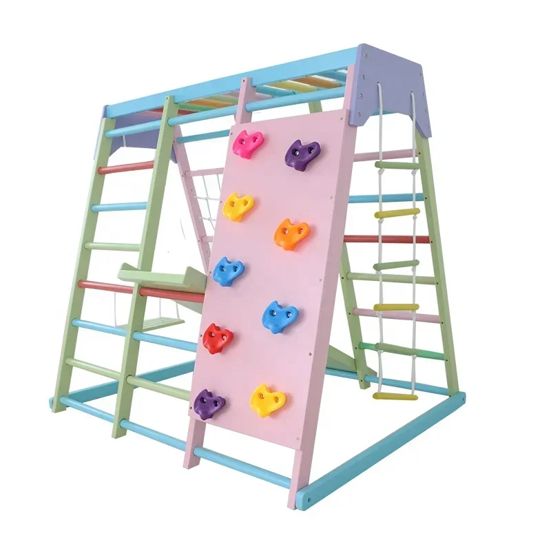 Home Gym Equipment Set - Kids Wooden Climbing Frame Indoor Set