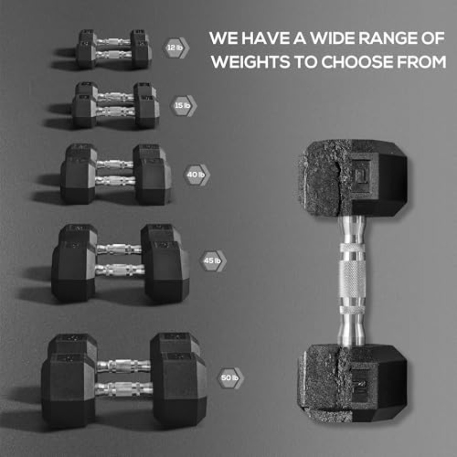 40lbs/45lbs/50lbs Rubber Dumbb - Home Gym Dumbbell Workout recension och pris