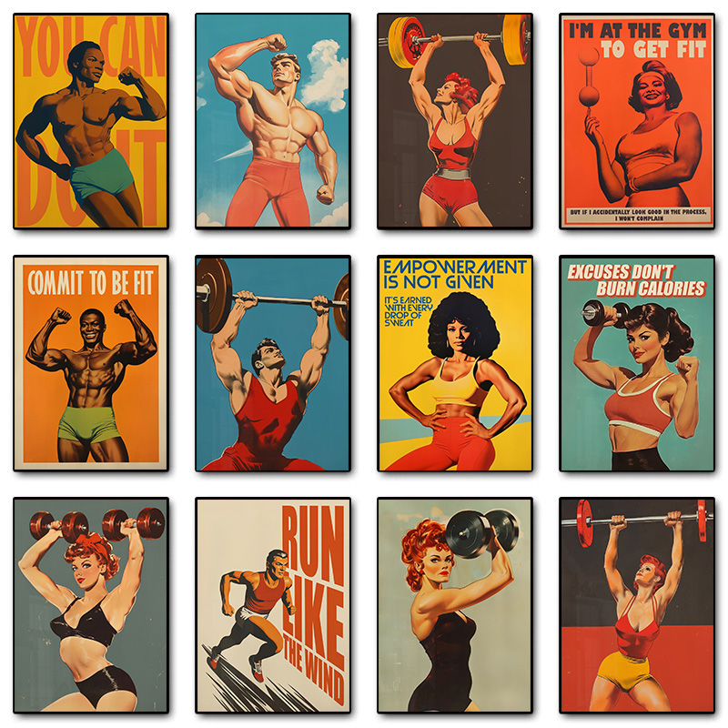 Retro Gym Bodybuilder Muscular - Home Gym Dumbbell Workout recension och pris