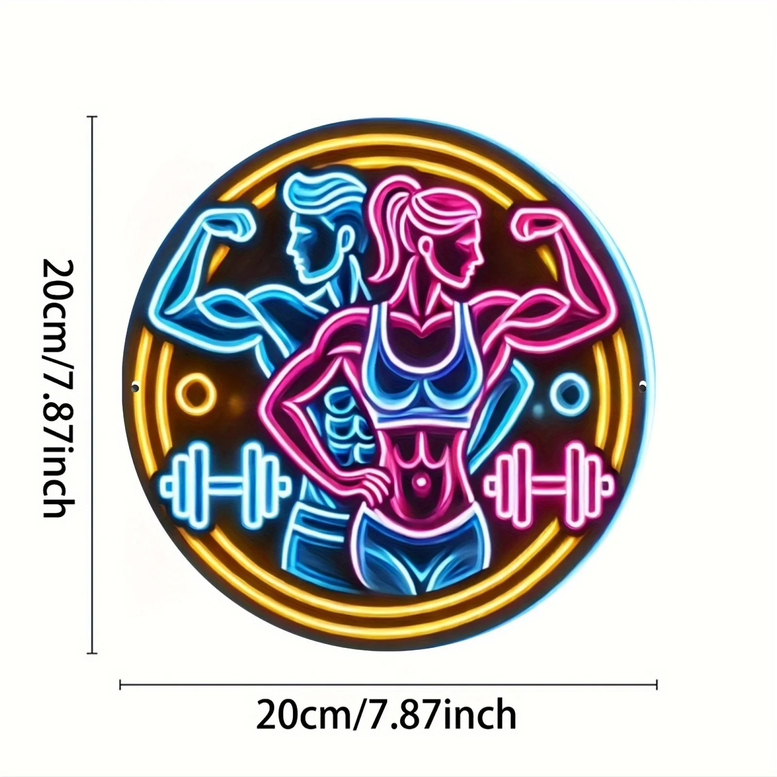 2D Metal Sign Fitness Gym Neon - Home Gym Dumbbell Workout recension och pris