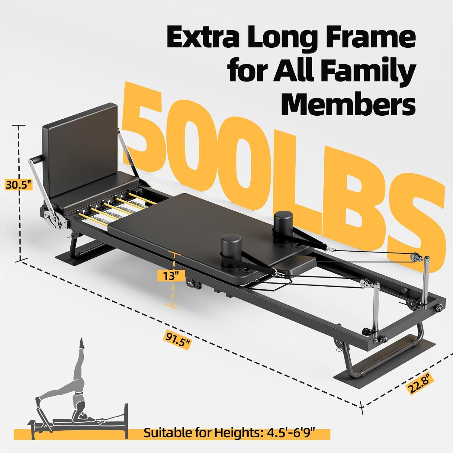 Foldable Pilates Reformer Mach - Home Gym Equipment Set recension och pris
