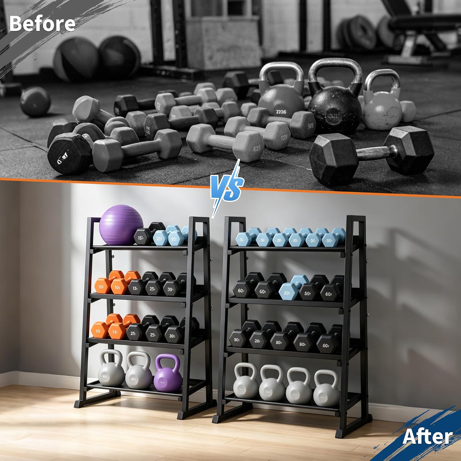 Garvee Heavy-Duty 3-Tier Dumbb - Home Gym Kettlebells recension och pris